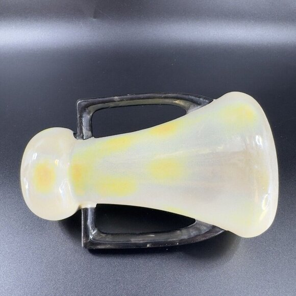 Vintage Czechoslovakia Pottery Vase With Handles Yellow Luster Finish Czech VTG - Picture 12 of 12